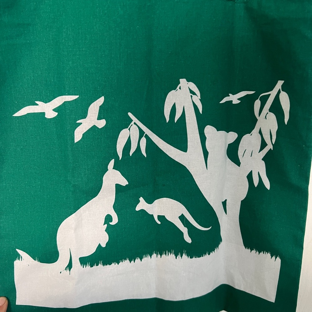 Green Australia koala and kangaroo tote bag